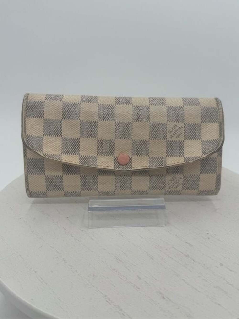 LOUIS VUITTON Damier Azur Emilie Wallet Rose Ballerine Pink w/ COA